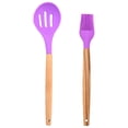 thumbnail image 1 of Los sistemas de cocinar de los utensilios de cocina de la cocina del silicón de 2 PC, manijas de madera para el utensilios de cocina antiadherentes, BPA liberan, 1 of 6