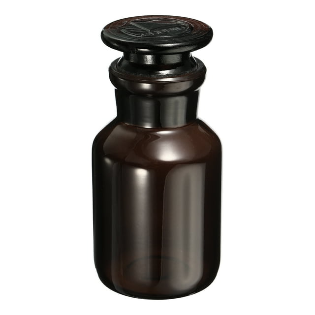 Unique Bargains Bouteille de Rangement en Verre à Grand Ouverture pour Réactifs Ambrés 125 ml, Bouchon Ambré