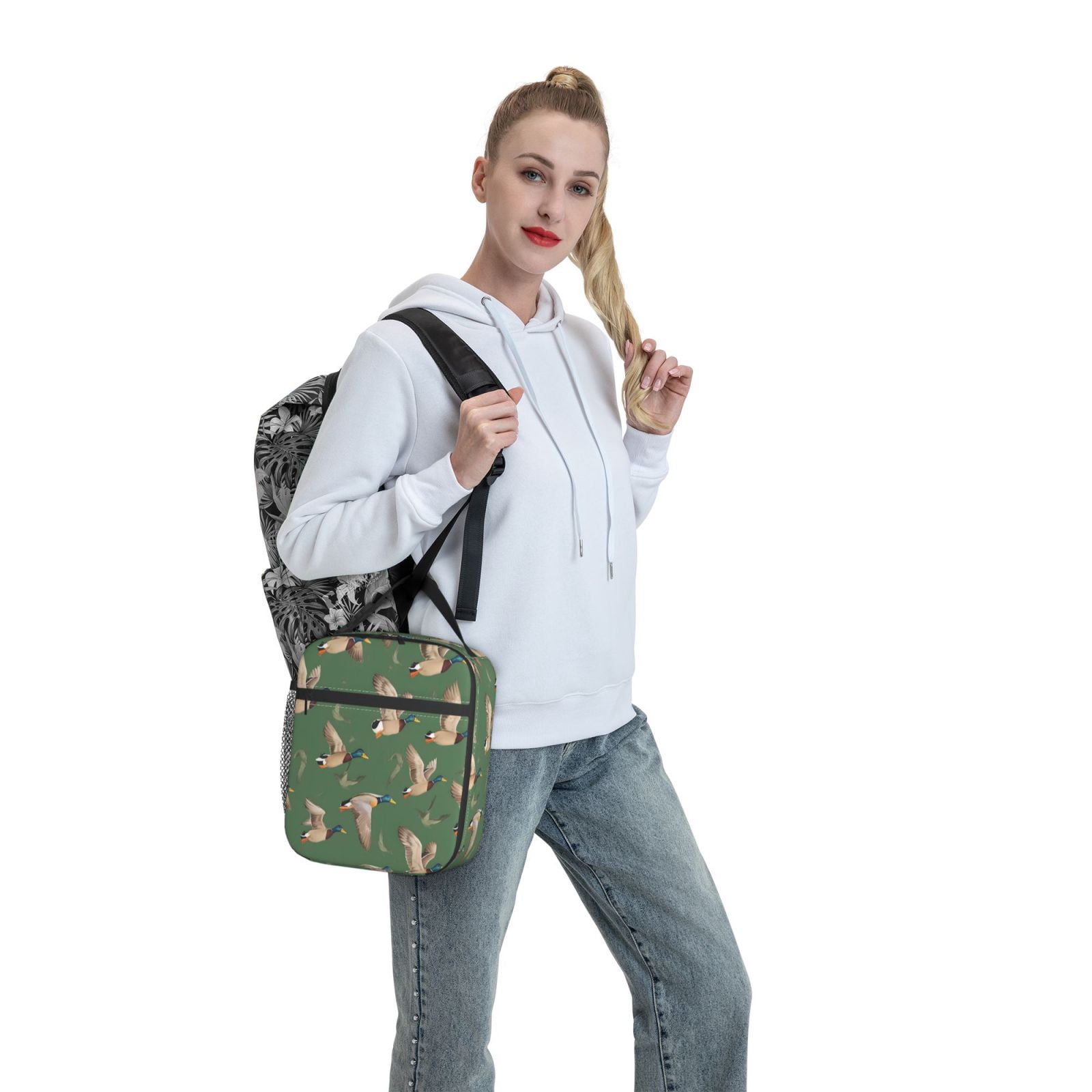 Lunch Bag For Women Men Insulated Portable Lunch Box Bento Box Office Picnic Travel Cooler Bag Flying Mallard Ducks