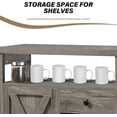 thumbnail image 4 of Farmhouse Coffee Bar Cabinet with Storage, 32 inch Coffee Bar Table with Barn Door and 9 Wine Racks, Coffee Bar Accessories with Drawer & Adjustable Shelf, Dining Living Room, Grey, 4 of 18