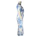 thumbnail image 4 of Vestido De Verano Vestido ajustado a media pierna para mujer Vestido de sirena con estampado floral y mangas abullonadas con volantes (Azul S) Cgtredaw para Mujer Azul T S, 4 of 9