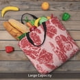 thumbnail image 4 of Ratiio Red Meat Print Reusable Grocery Bag Shopping Bags with Zipper Shoulder Shopping Handle Bag Suitable for Outdoor Convenient Daily Bag, 4 of 8