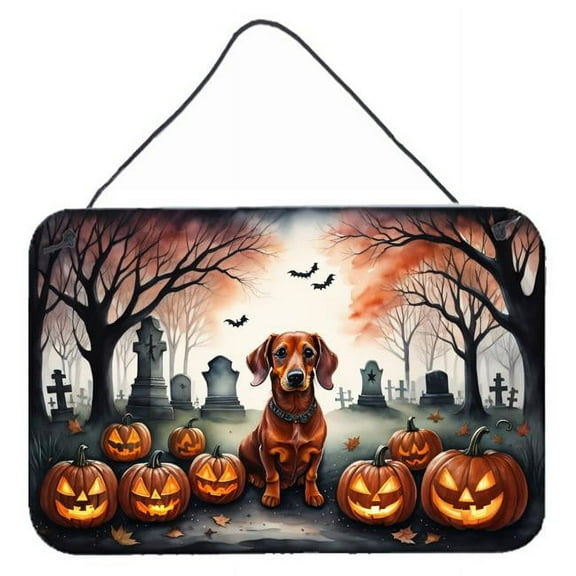 12 x 8 in. Unisex Dachshund Spooky Halloween Wall or Door Hanging Prints