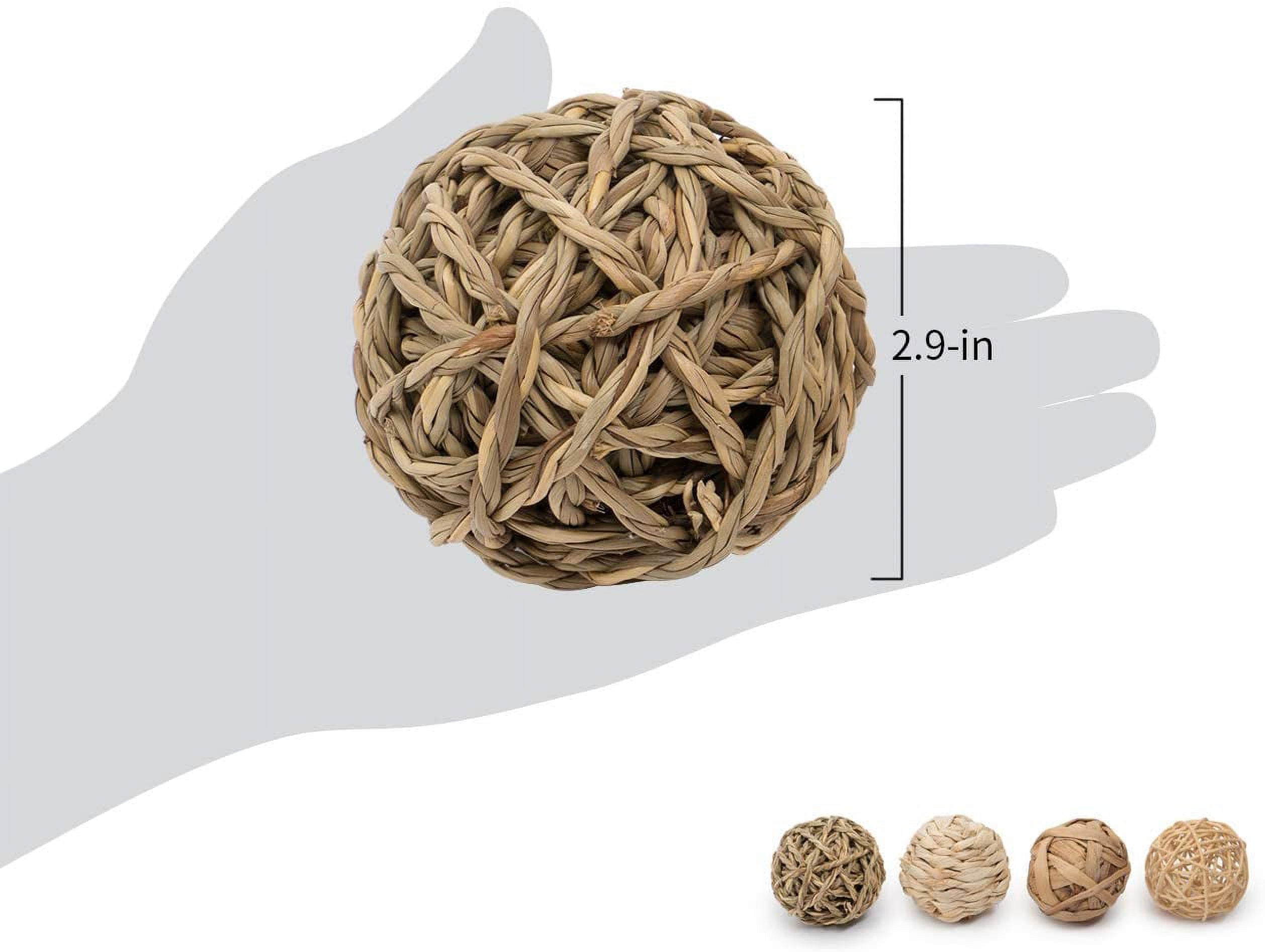 Natural Chew Activity Toys Fun Safe Hay Grass Pet Balls for Chinchilla Guinea Pig Rats Rabbits Hamster Gerbil Degu Bunny and Other Small Animals