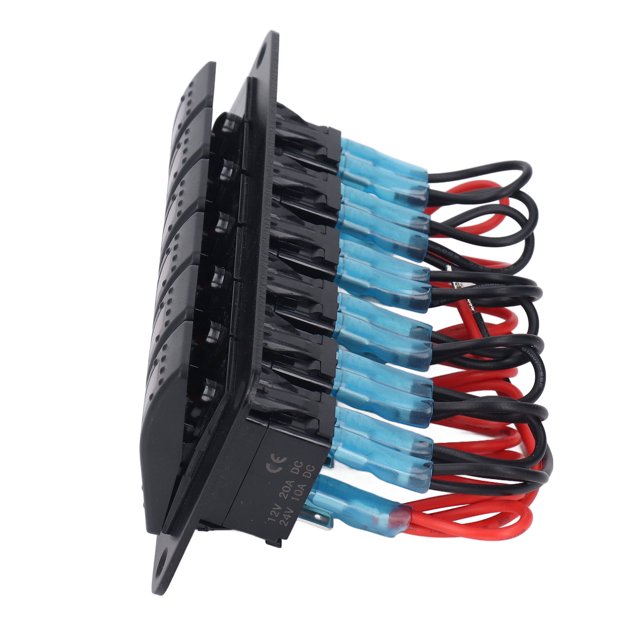 6 Gang Rocker Switch, LED Switch Panel Anti Splash Waterproof for Headlamp Fog Lamp Side Maker Light Red,Blue