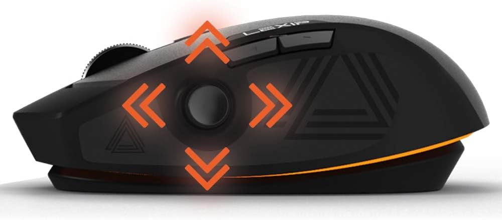 Lexip PU94 Wired 3D Gaming Mouse with Internal Joystick, Thumb Joystick, Programmable Buttons, 12000 DPI, RGB Lighting