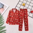 thumbnail image 2 of WHEANG Women's Pajama Sets Long Sleeve Top & Long Pants 2 Piece Loungewear Soft Casual Sleepwear PJ Sets for Women Relaxed Fit Nightwear for Home Sleeping Daily Wear Size 2XL Red, 2 of 4