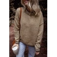 thumbnail image 1 of FOLUNSI Mock Neck Sweater: Chic Khaki Trim, Drop Shoulder, Long Sleeves, 1 of 8