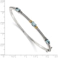 thumbnail image 3 of 14K/Silver Two-Tone Sterling Silver With 14Ky Sky Blue Topaz 3 Stone Bangle (7.25 X 3) Made In Thailand qtc1333, 3 of 5