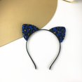 thumbnail image 2 of Bmisegm Leopard Cat Ears Headbands Glitter Flocking Cat Ear Headband for Woman Party Supplies Blue, 2 of 4