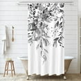 thumbnail image 3 of Black Eucalyptus Shower Curtain Sets, Watercolor Grey Leaves on The Top Plant with Floral Bathroom Decoration 36x72 Inch with Hooks, 3 of 6