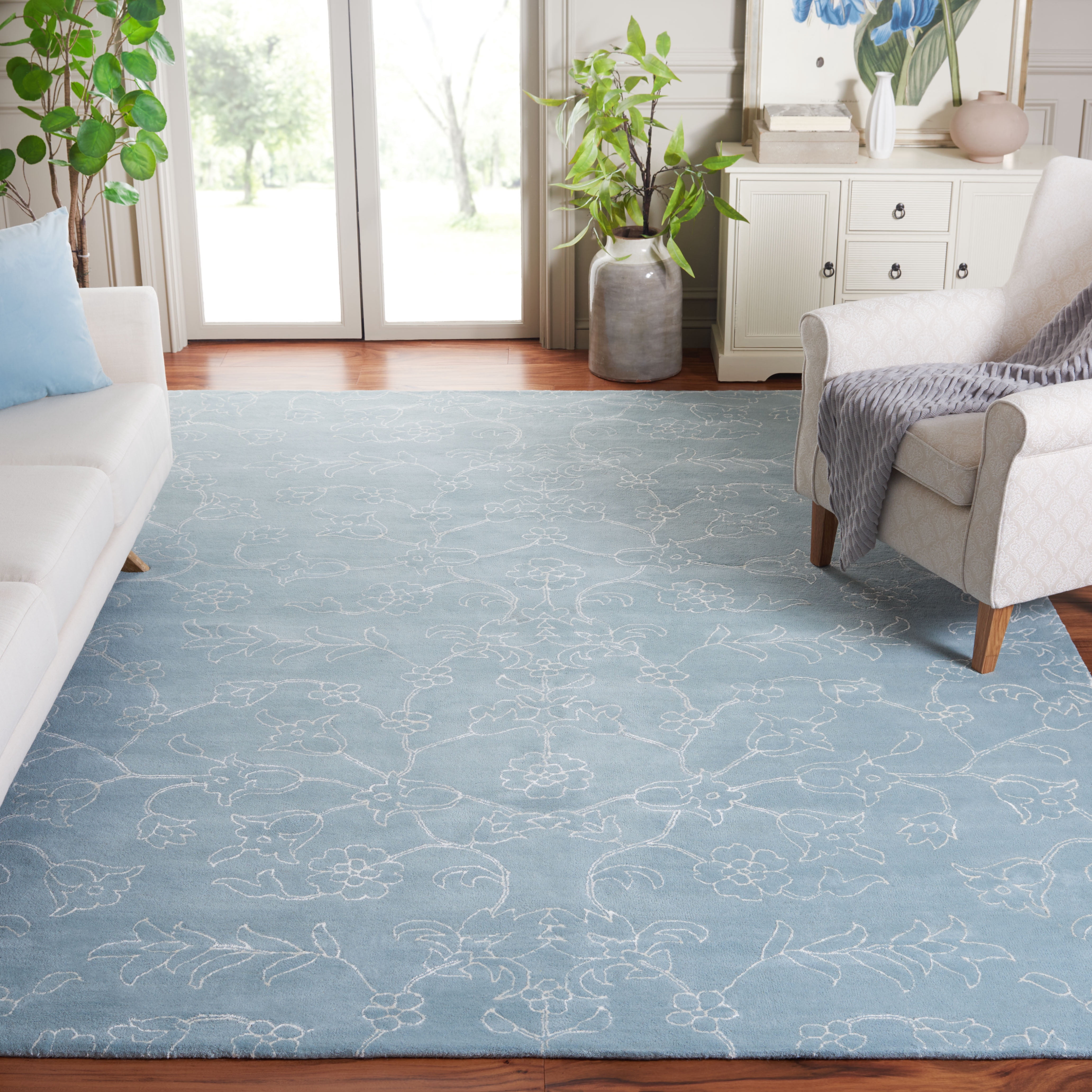 SAFAVIEH Fifth Avenue Deena Floral Area Rug, Blue/Ivory, 8' x 10'