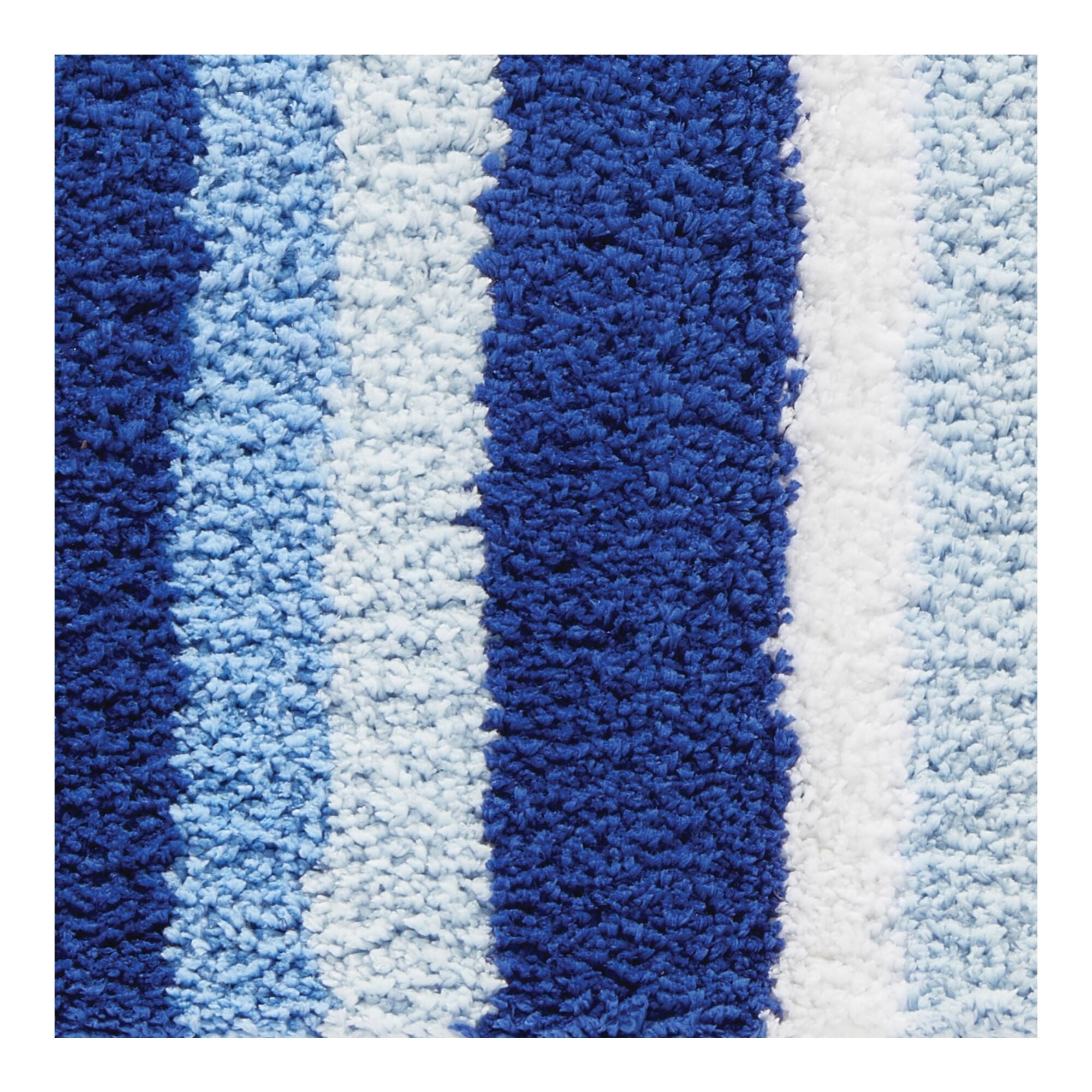 mDesign Striped Microfiber Bathroom Spa Mat Rugs/Runner, Set of 3 - Blue