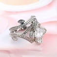 thumbnail image 6 of Luxury Flower White AAA Topaz Women's Engagement White Gold Filled Ring Sz 6-12, 6 of 9
