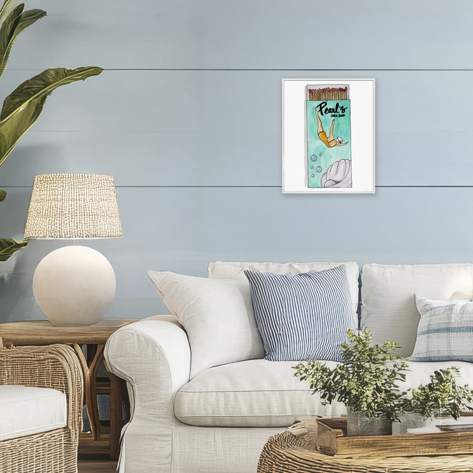Stupell Industries Pearl Dive Matchbox White Framed Giclee Art, design by Nola James