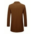 thumbnail image 3 of Men's Casual Wool-Blend Overcoat with Pockets, Brown, Size XXL, 3 of 4