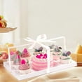 thumbnail image 3 of 3 Pcs Bento Clear Boxes 1 mini Cake and 8 Cupcakes Box Cake Cupcake Combo Box Rectangle Cupcake Holder for Treats, Dessert Boxes, Muffins (1+8/3Pcs), 3 of 8