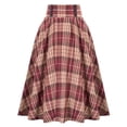thumbnail image 2 of Wutalume Women's Casual High Waist Pleated Skirt - Vintage Button A-Line Midi Skirts for Women Daily Office and Street Wear,Beige XL, 2 of 4