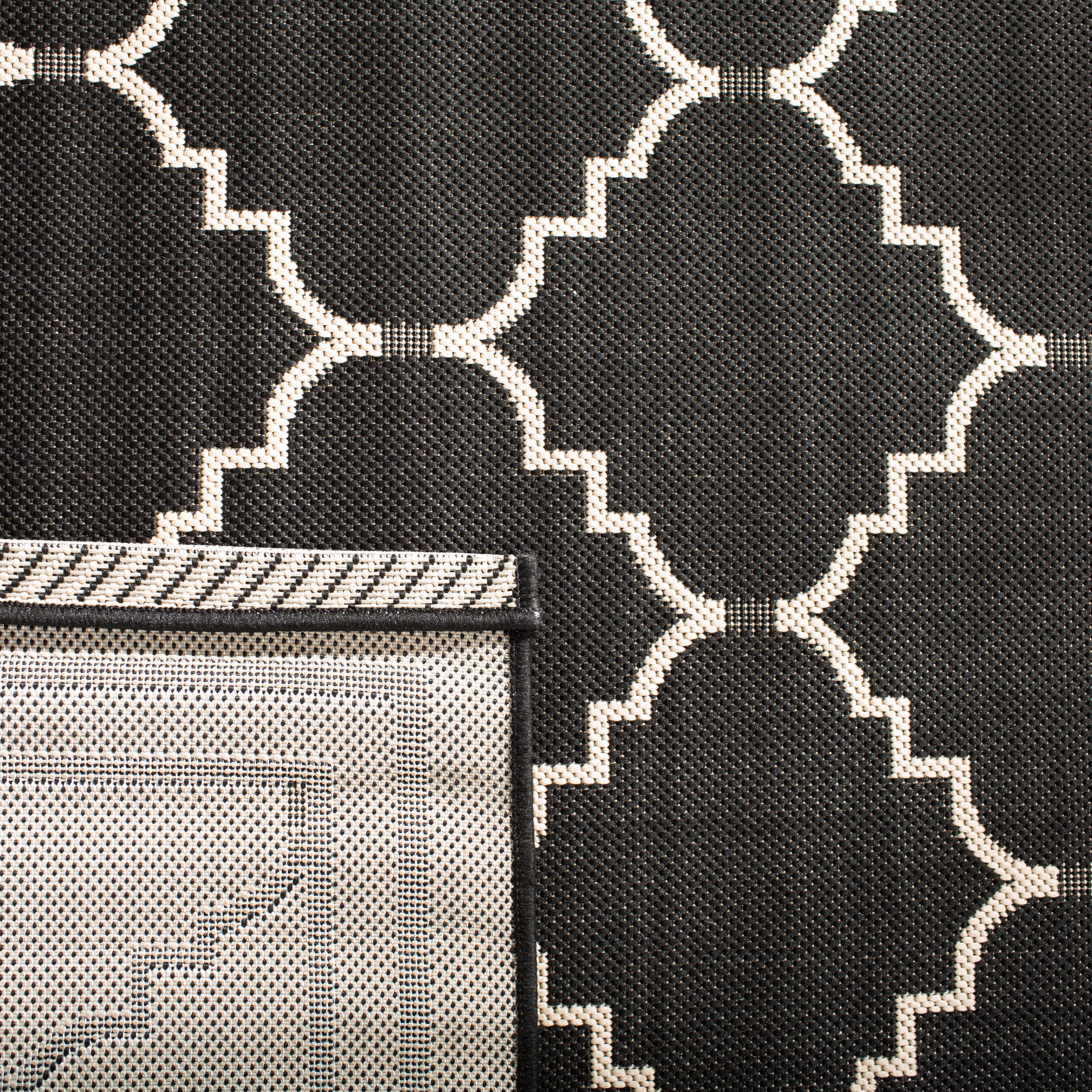 Safavieh Courtyard Amy Geometric Indoor/Outdoor Area Rug, Black/Creme, 9' x 12'
