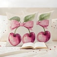 thumbnail image 4 of Pack of 2 Outdoor Pillow Covers 24x24 Inch Waterproof Cherry Fruit Throw Pillow Covers,Decorative Couch Pillow Shams Protectors Spring Botanicals Bow Idyllic Country Leaf Patio Cushion Pillowcases, 4 of 8