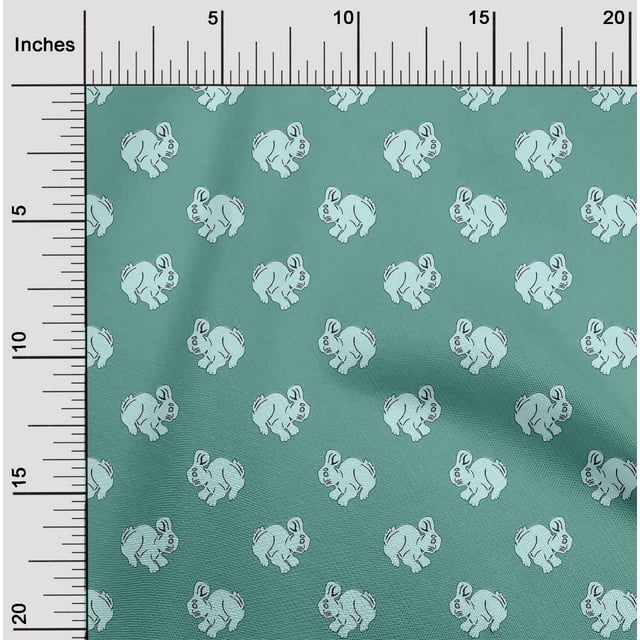 oneOone Tissu Popeline de Coton Imprimé Bloc de Lapin au Mètre 42 Pouces de Large