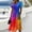 Blue, variant on Women's Cosmic Galaxy V-Neck Midi Dress - Short Sleeve Ruched Waist A-Line Dress - Mystic Starry Night Summer Casual Dress for Stargazing, Festivals, and Daily WearYellow M