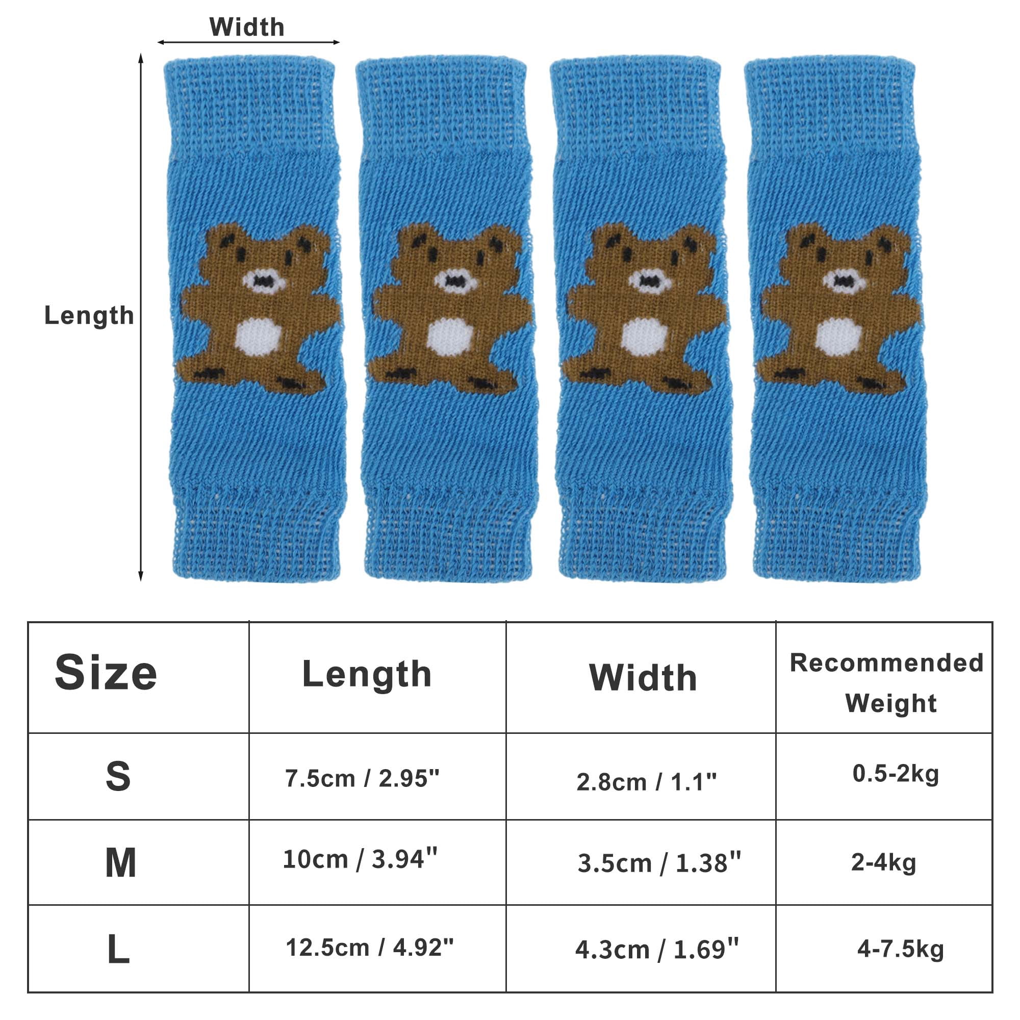 Unique Bargains Pack of 4 Dog Soft Knitted Socks Joint Protection Blue S