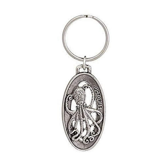 Octopus Keychain, A154KC, 2 Inches, Marine, Ocean, Wildlife, Nautical, Nature, Gift, Metal, Engraved, Key Fob, Key Ring, Keys, Zipper Pull, Luggage Tag, Pewter, Backpack, Sea Creature