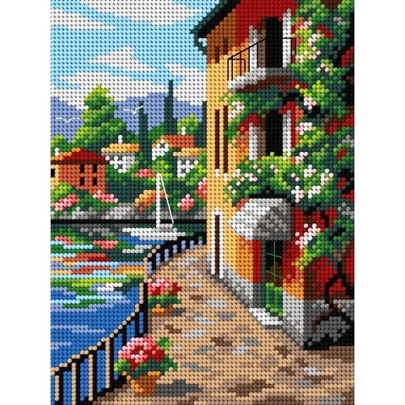 Needlepoint canvas for halfstitch without yarn Sunny Seaside 3189F - Printed Tapestry Canvas