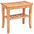 thumbnail image 1 of Costway Bamboo Shower Seat Bench Bathroom Spa Organizer Stool W/ Storage Shelf, 1 of 10