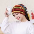 thumbnail image 5 of Tittly Winter Hats Beanie Women Cap Scarf Stripe Wrap Hat Head Hat Ruffle Turban Collar Baseball Caps Skull Caps Hats for Women Orange One Size, 5 of 9