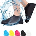 thumbnail image 2 of 1 pair reusable rain boot covers  waterproof durable outdoor silicone waterproof shoe covers non slip shoe covers on rainy days (Yellow,L), 2 of 7