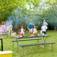 thumbnail image 4 of Costway 6 FT Picnic Table Bench Set Outdoor Dining Table & 2 Benches with Metal Frame Green, 4 of 10