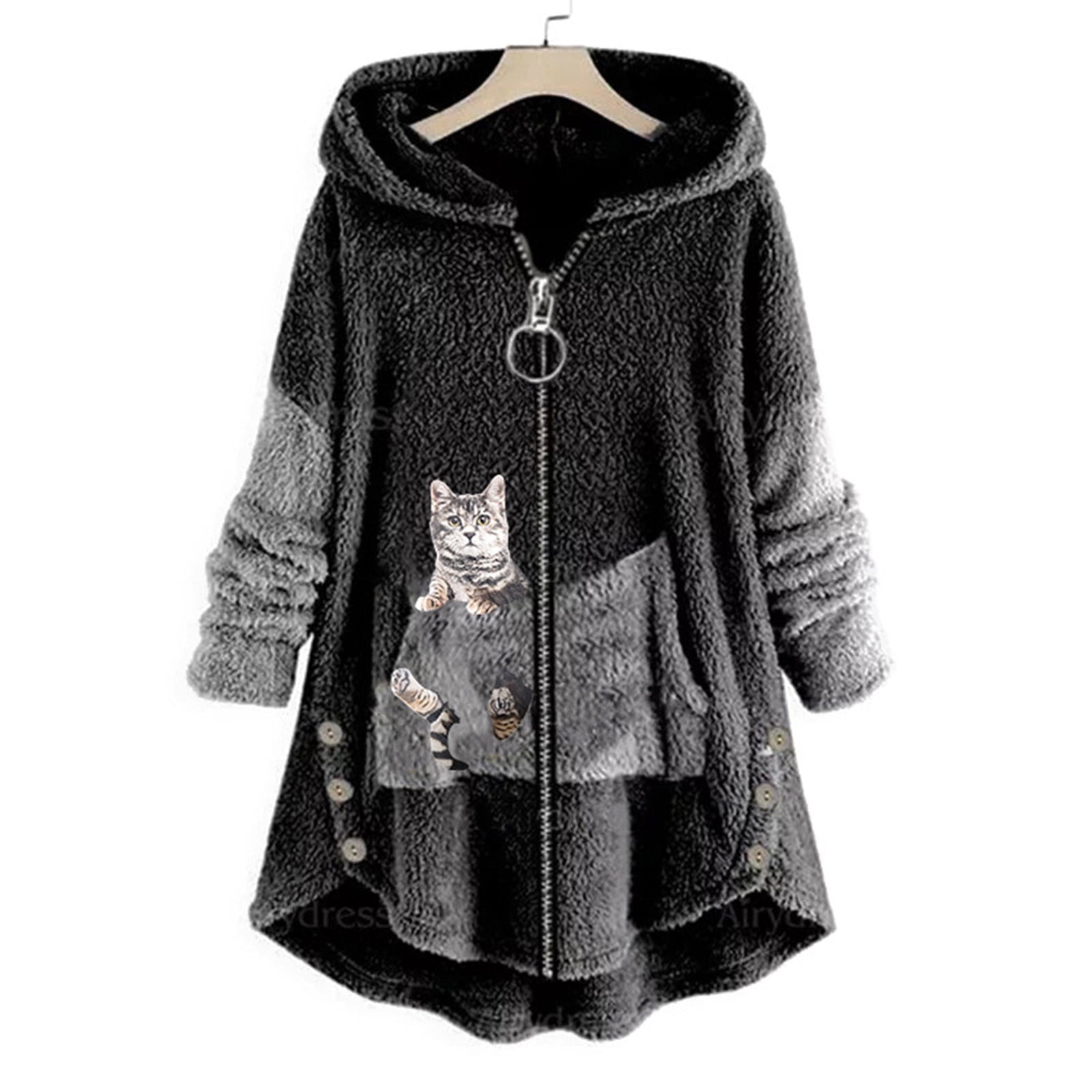 Cute cozy fleece coat with cat ears hoodie hotsell