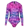 thumbnail image 4 of Swimsuit for Women Digital Scale Print Long Sleeve Bathing Suit High Neck Rash Guard Full Coverage Performance Swimwear for Pool Party, 4 of 4