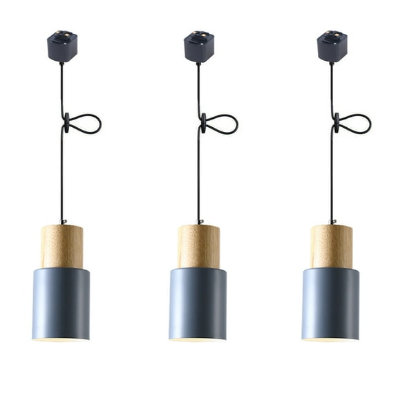 JLOWCO Modern Adjustable Height H Track Pendant Lighting for Kitchen Island 3 Pack Light Fixture Dining RoomKitchen Pendant Lighting Over Island Gray (LED Bulb Include)