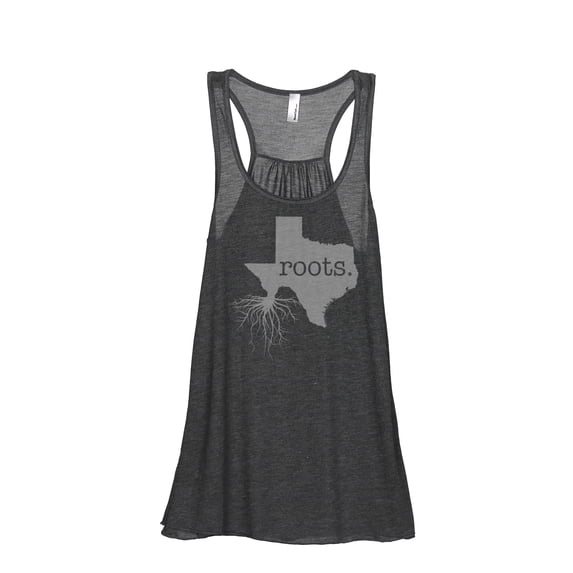 Thread Tank Home Roots State Texas TX Women's Sleeveless Flowy Racerback Tank Top Charcoal Small