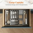 thumbnail image 3 of Silverware Organizer for Kitchen Drawers, Expandable Utensil Tray with Removable Knife Block, Adjustable Cutlery and Flatware Holder, Plastic Spoon Forks Holder Storage Divider, Gray, 3 of 3