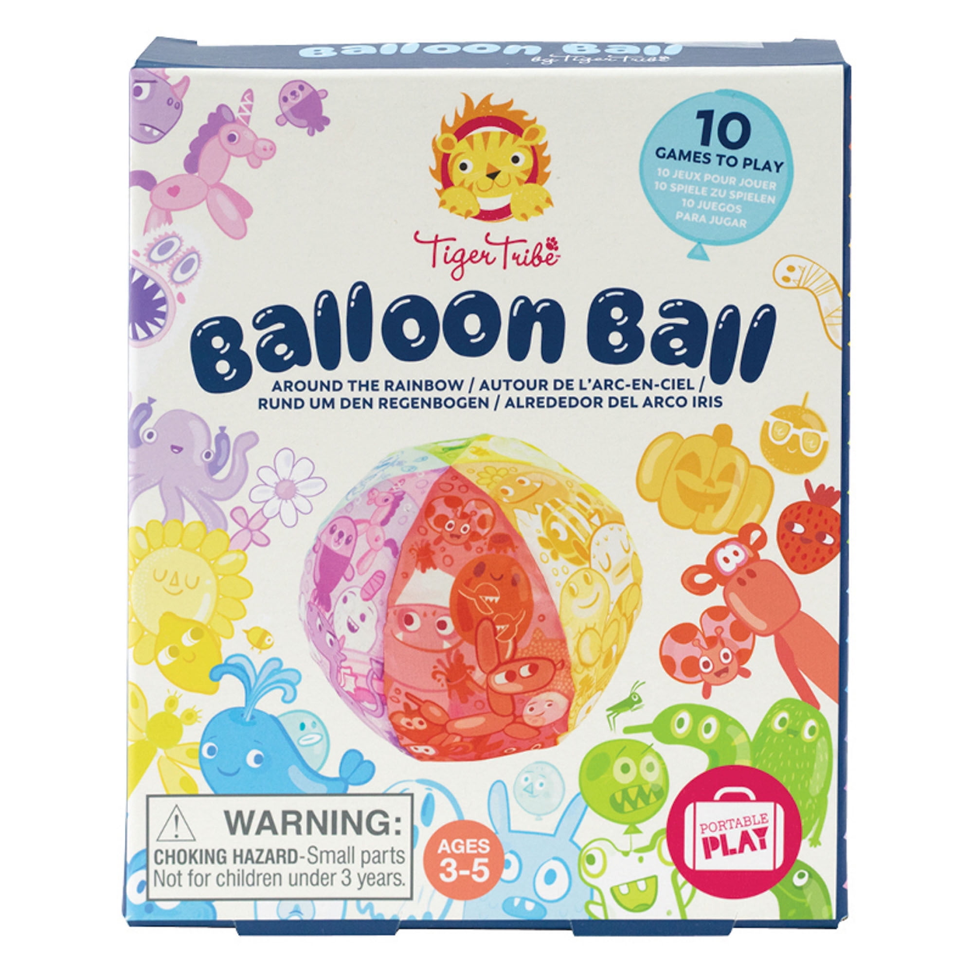 Tiger Tribe Balloon Ball - Compact, Travel-Friendly Fun with Fabric Cover & Balloons | Learning & Play for Kids | 10 Game Ideas Included