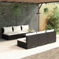 thumbnail image 1 of vidaXL 7 Piece Garden Lounge Set with Cushions Poly Rattan Black, 1 of 4