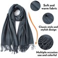 thumbnail image 5 of Foulard Femme Chaude d'Automne en Coton Uni avec Pompons / Franges (Gris), 5 of 5