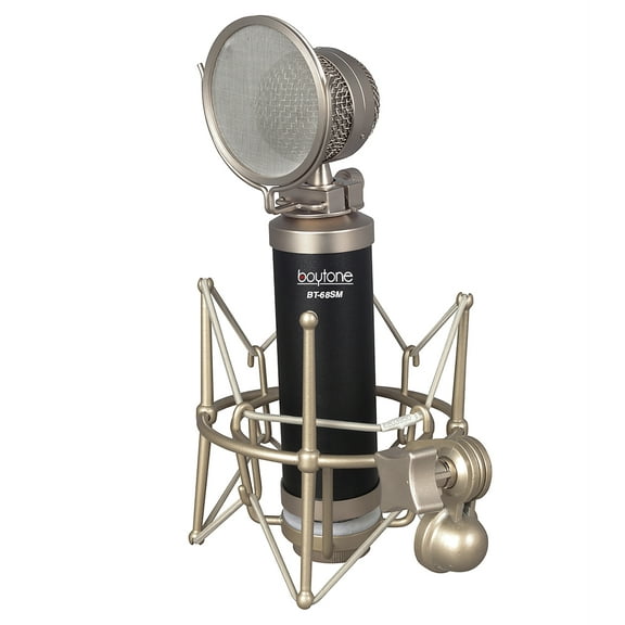 Boytone BT-68SM Professional Studio Recording Podcasting Condenser, Plug & Play Computer PC, Microphone set, plus Metal Shock Mount, Anti-Wind foam cap, 3.5mm XLR