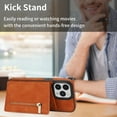 thumbnail image 5 of SaniMore for iPhone 15 Pro Max 6.7" 2023 Back Case with Zipper Card Pokcet Flip Wallet/Kickstand Shock Absorption Anti-fall Retro PU Leather Wear-resistant Shell for iPhone 15 Pro Max, Brown, 5 of 7