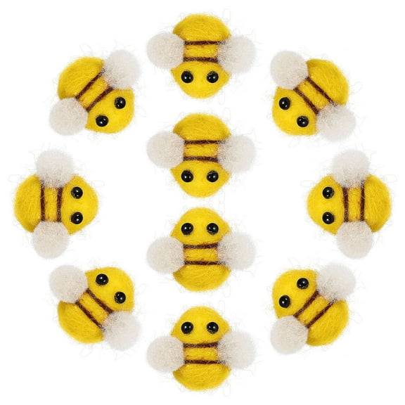 MUSEYA Bee Shaped Embellishment Little Felt Bees Yellow 10Pcs