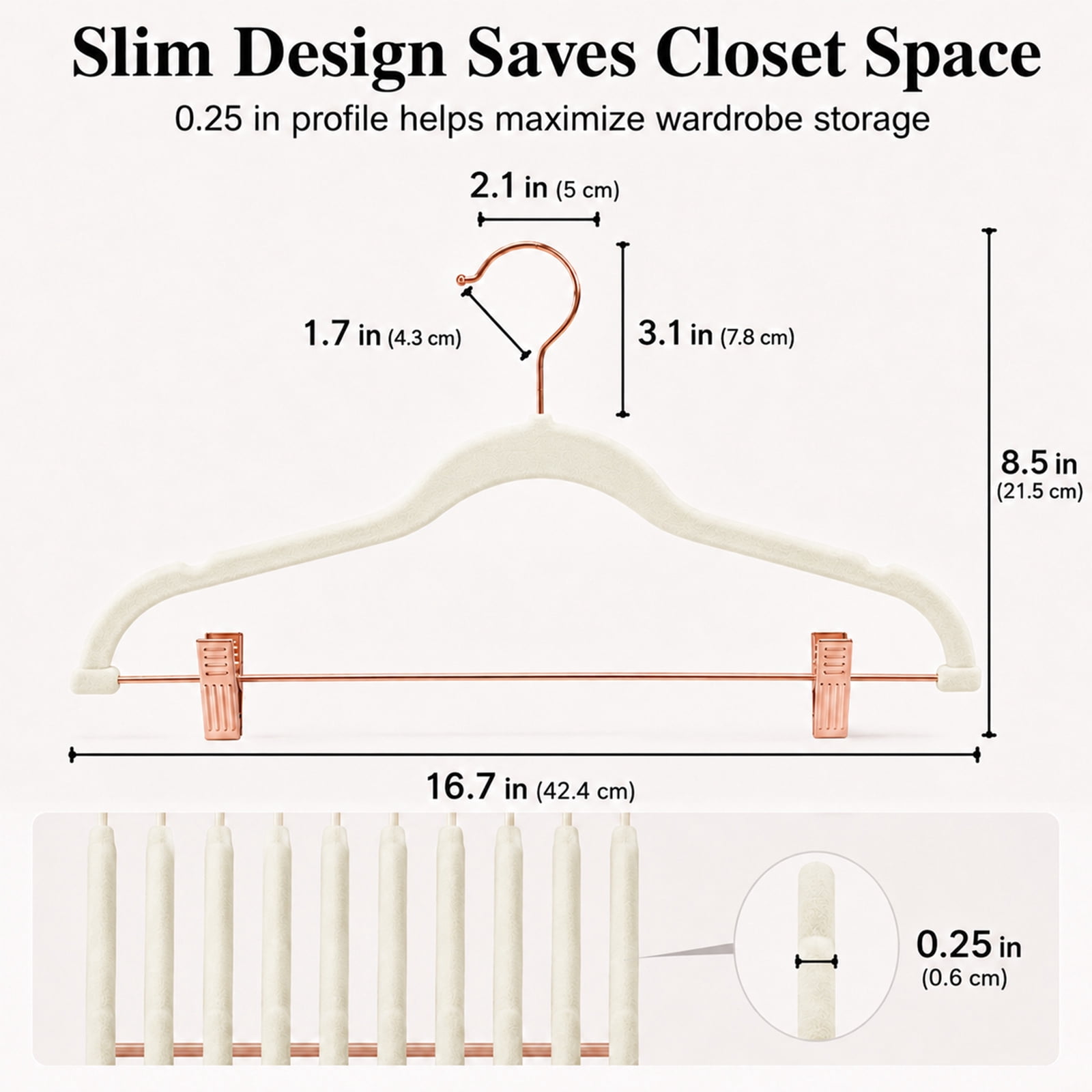 ACSTEP 24 Pack Velvet Pants Hangers with Adjustable Clips, Non-Slip Slim Skirt Hangers for Pants, Jeans, Dresses & Closet Organization, White