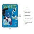 thumbnail image 2 of New Orleans - Delta Air Lines - Jazz Trumpet Player - Vintage Airline Travel Poster by John Hardy c.1960 - 8 x 12 inch Vintage Wood Art Sign, 2 of 4