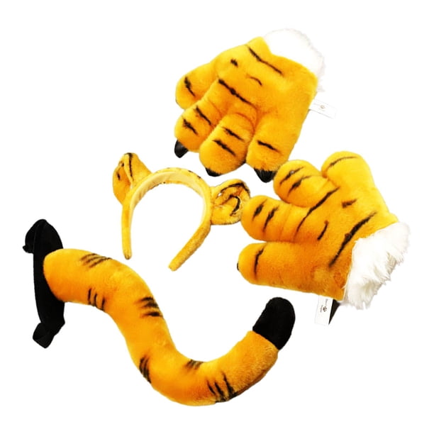 Conjunto de cola de animal, disfraz, disfraz, decoración, fiestas temáticas de animales, regalo, cosplay para Tigre amarillo 4 piezas