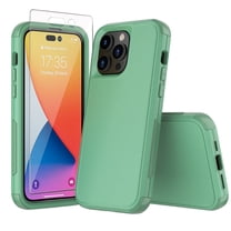 Xhy iPhone 14 Plus Case with Screen Protector Military Grade Full Body Protection 3 in 1 Shock and Drop Resistant Rugged Rubber TPU Durable Detachable for iPhone 14 Plus 6.7 inch 2022 Phone - Green