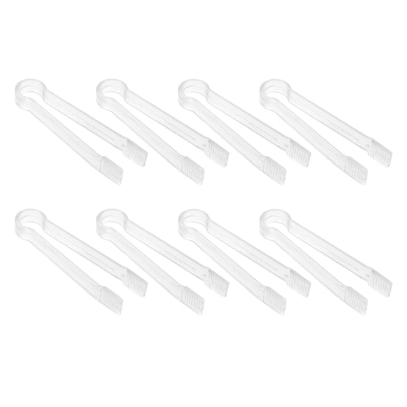 Quaqdae 8 Pcs Plastic Buffet Serving Tongs Mini Utensil Appetizers Clear Kitchen 6.3 inch Small Ice