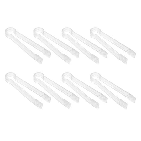 

8 Pcs Plastic Buffet Serving Tongs Mini Serving Utensil Tongs Appetizers Tongs Clear Kitchen Tongs 6.3 inch Small Ice
